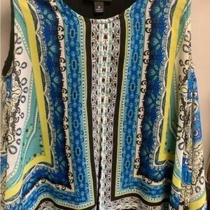AB Studio Vibrant Blue and Yellow Chevron Poncho
